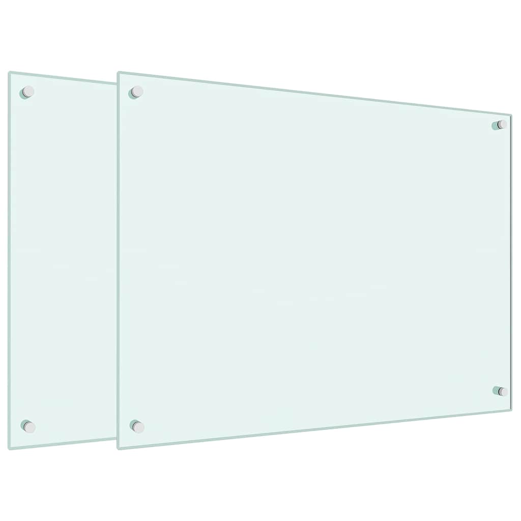 Kitchen Backsplashes 2 pcs White 80x60 cm Tempered Glass