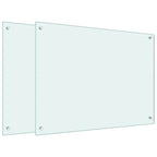 Kitchen Backsplashes 2 pcs White 80x60 cm Tempered Glass