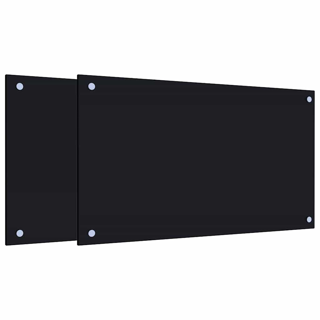 Kitchen Backsplashes 2 pcs Black 70x40 cm Tempered Glass