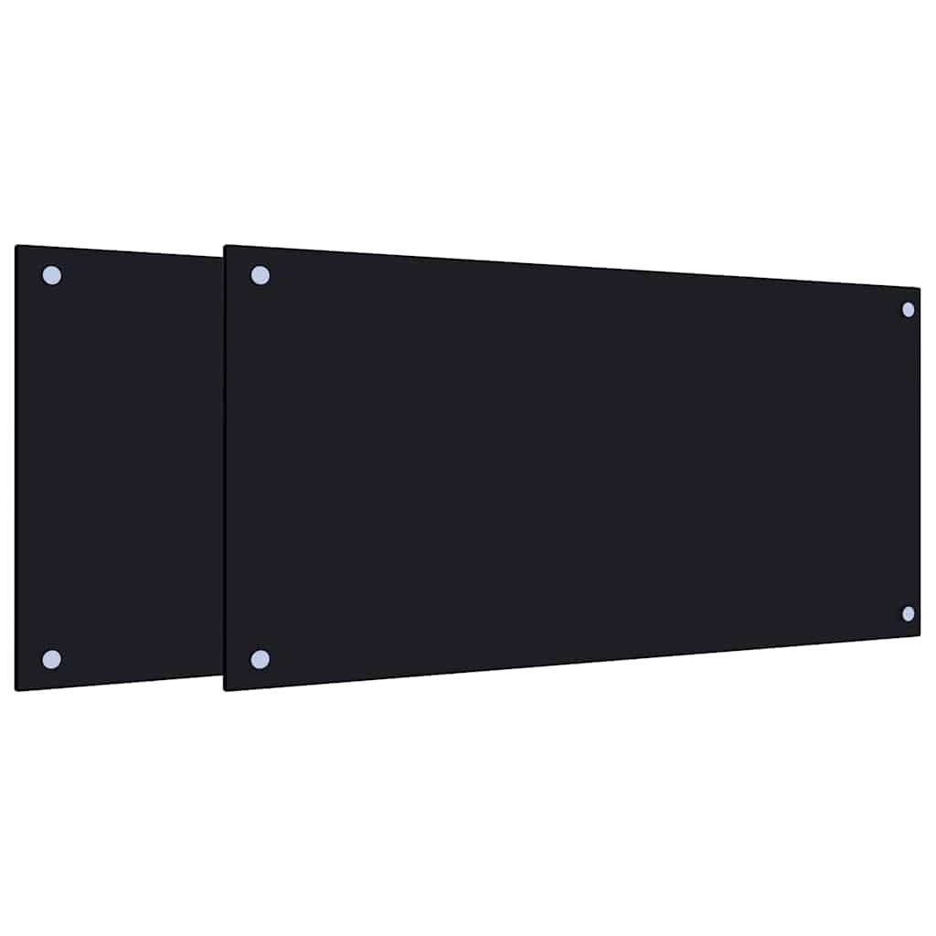 Kitchen Backsplashes 2 pcs Black 80x40 cm Tempered Glass
