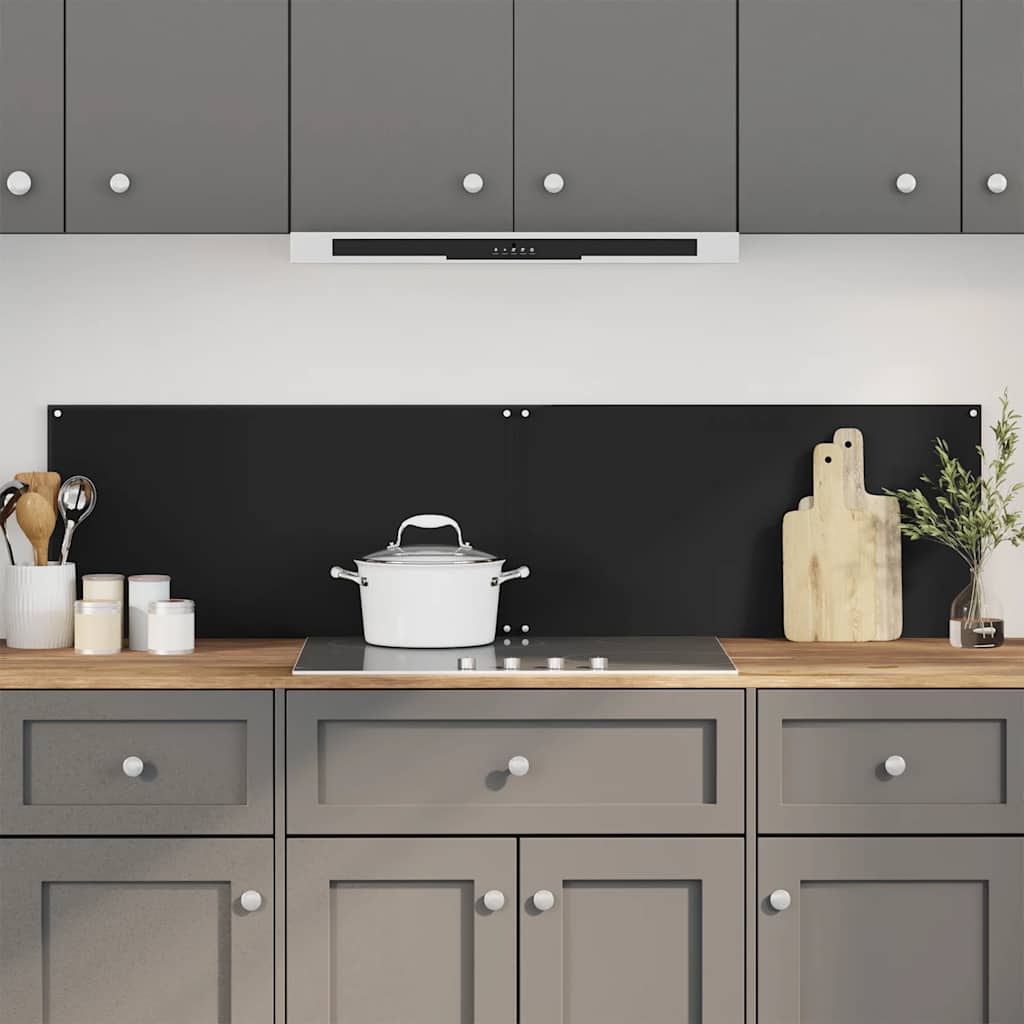 Kitchen Backsplashes 2 pcs Black 80x40 cm Tempered Glass