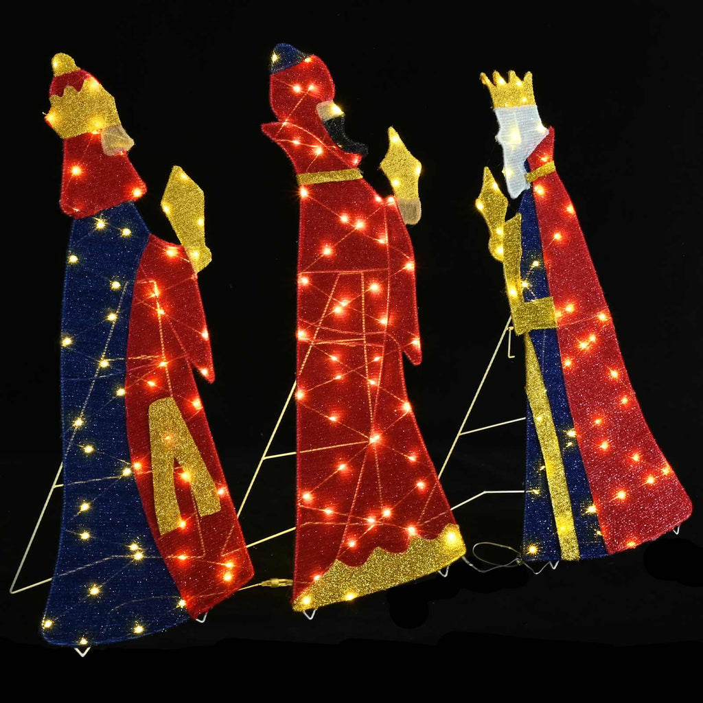 3 Wise Men Christmas Lighting 3 pcs Warm White 105 cm Fabric