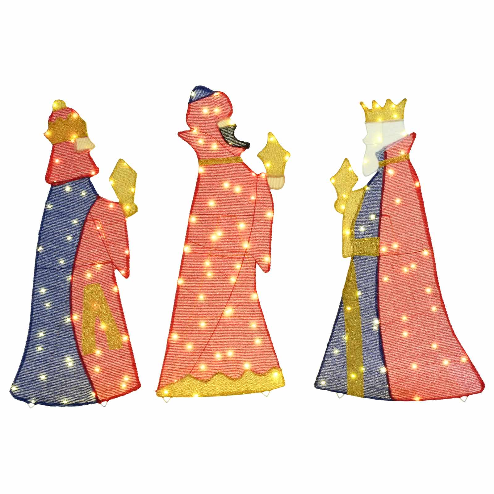 3 Wise Men Christmas Lighting 3 pcs Warm White 105 cm Fabric