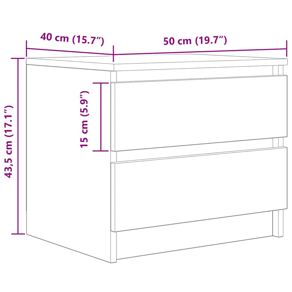 Bedside Cabinet Artisan Oak 50x40x43.5 cm Engineered Wood