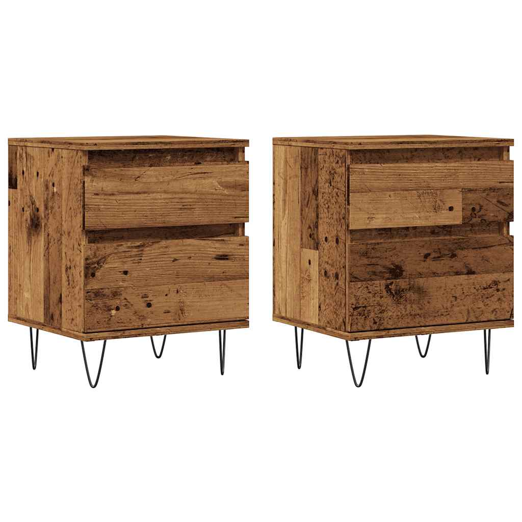 Bedside Cabinets 2 pcs Old Wood 40x35x50 cm Engineered Wood
