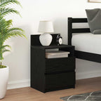 Bedside Cabinet with 2 Drawers Black 40x33x60 cm