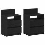 Bedside Cabinets 2 pcs with 2 Drawers Black 40x33x60 cm
