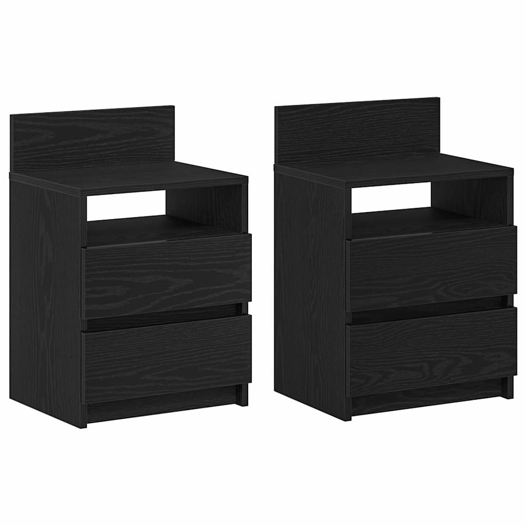 Bedside Cabinets 2 pcs with 2 Drawers Black 40x33x60 cm