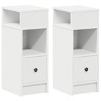Bedside Cabinets 2 pcs with Drawer White 25x31x66 cm