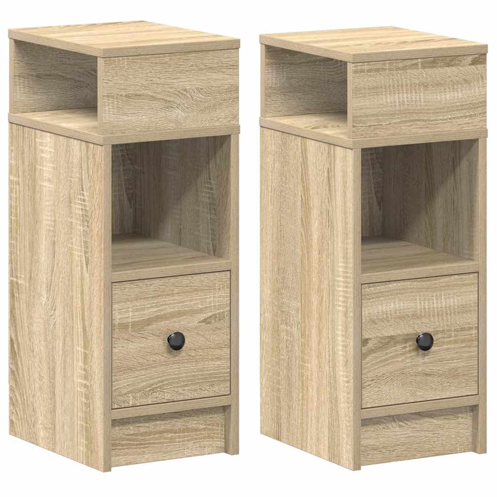Bedside Cabinets 2 pcs with Drawer Sonoma Oak 25x31x66 cm