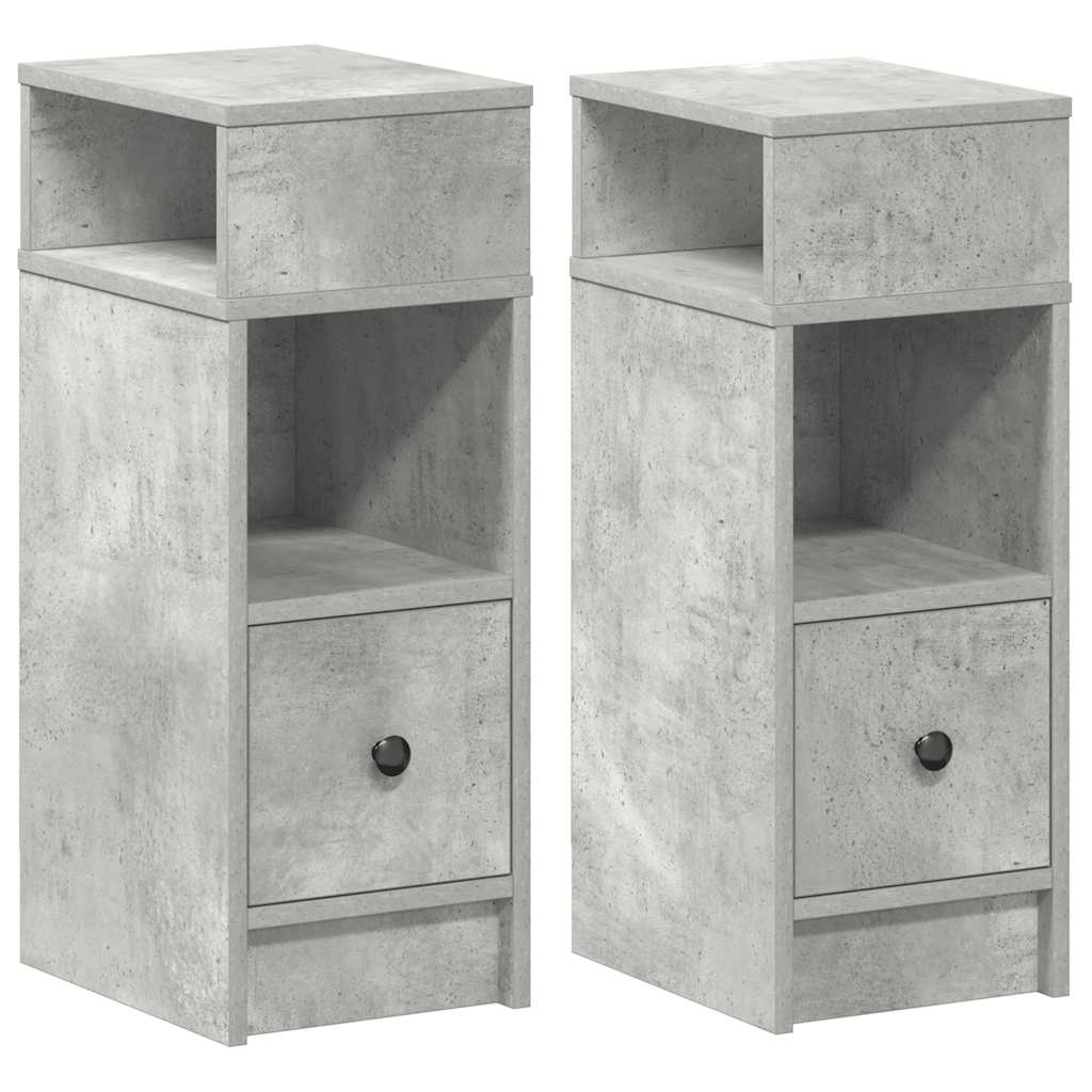 Bedside Cabinets 2 pcs with Drawer Concrete Grey 25x31x66 cm