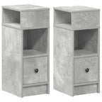 Bedside Cabinets 2 pcs with Drawer Concrete Grey 25x31x66 cm