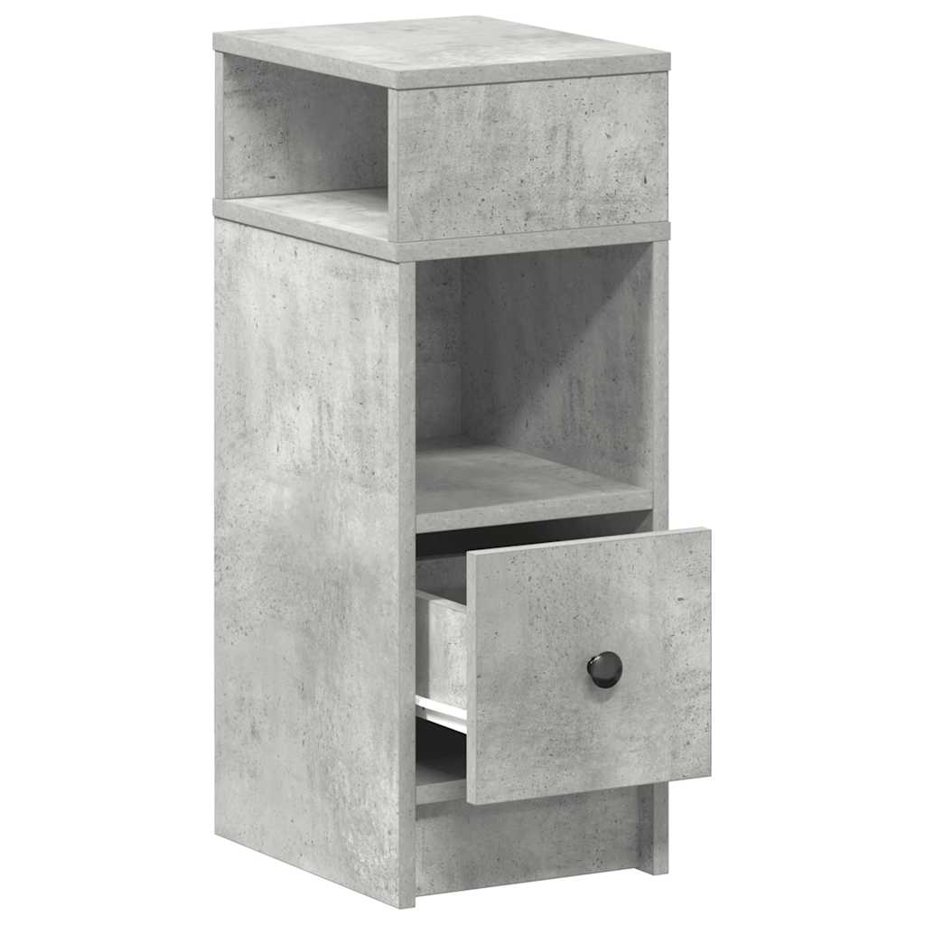Bedside Cabinets 2 pcs with Drawer Concrete Grey 25x31x66 cm