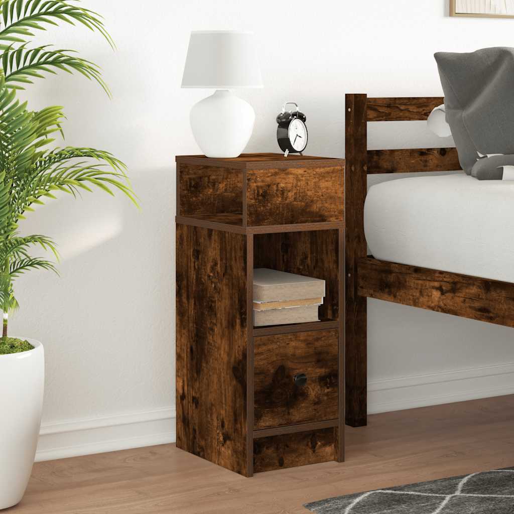 Bedside Cabinet with Drawer Smoked Oak 25x31x66 cm