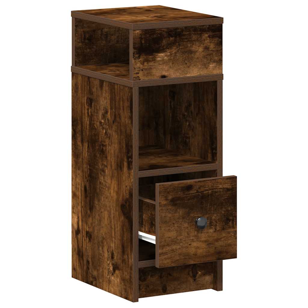 Bedside Cabinet with Drawer Smoked Oak 25x31x66 cm