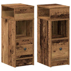 Bedside Cabinets 2 pcs with Drawer Old Wood 25x31x66 cm