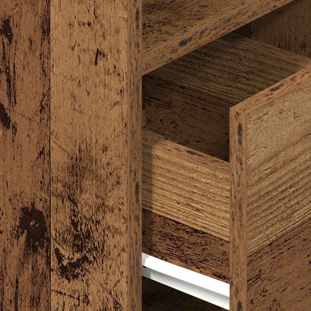 Bedside Cabinets 2 pcs with Drawer Old Wood 25x31x66 cm