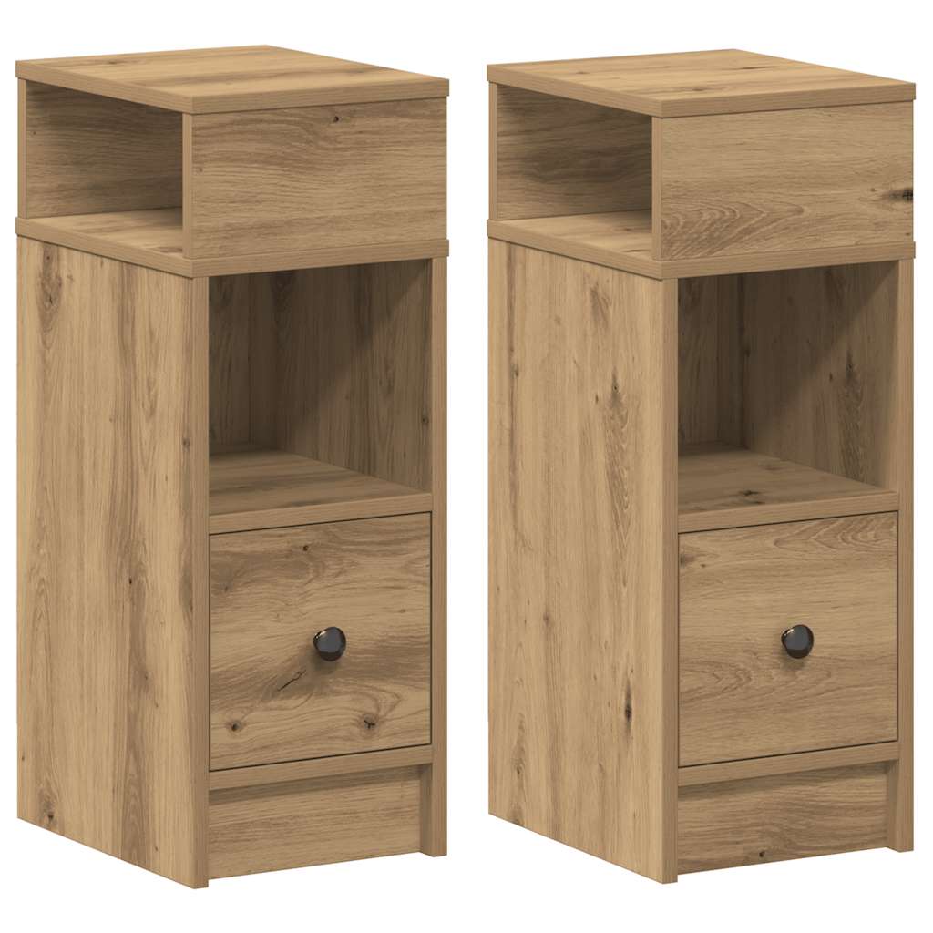 Bedside Cabinets 2 pcs with Drawer Artisan Oak 25x31x66 cm