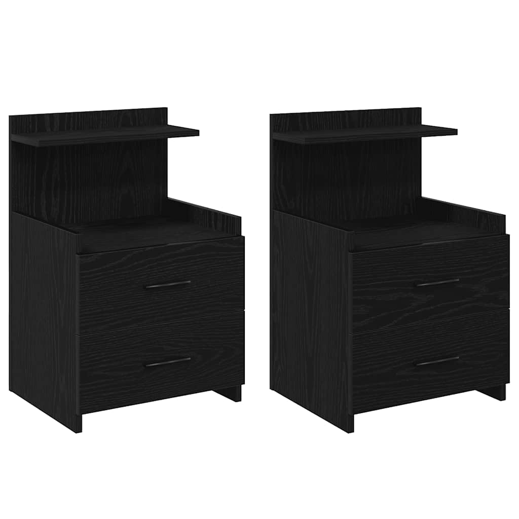 Bedside Cabinets 2 pcs with 2 Drawers Black 40x36.5x62 cm