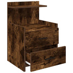 Bedside Cabinet with 2 Drawers Smoked Oak 40x36.5x62 cm