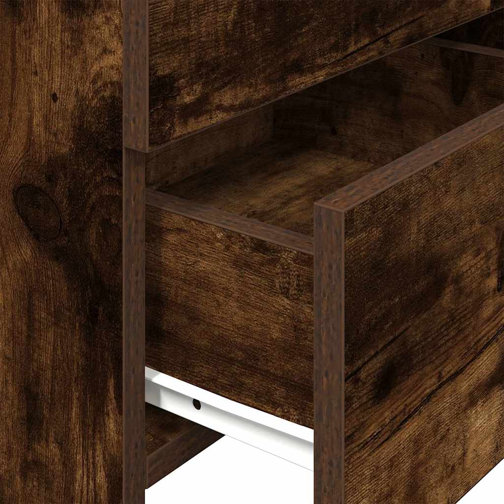 Bedside Cabinet with 2 Drawers Smoked Oak 40x36.5x62 cm