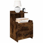 Bedside Cabinet with 2 Drawers Smoked Oak 40x36.5x62 cm
