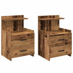 Bedside Cabinets 2 pcs with 2 Drawers Old Wood 40x36.5x62 cm