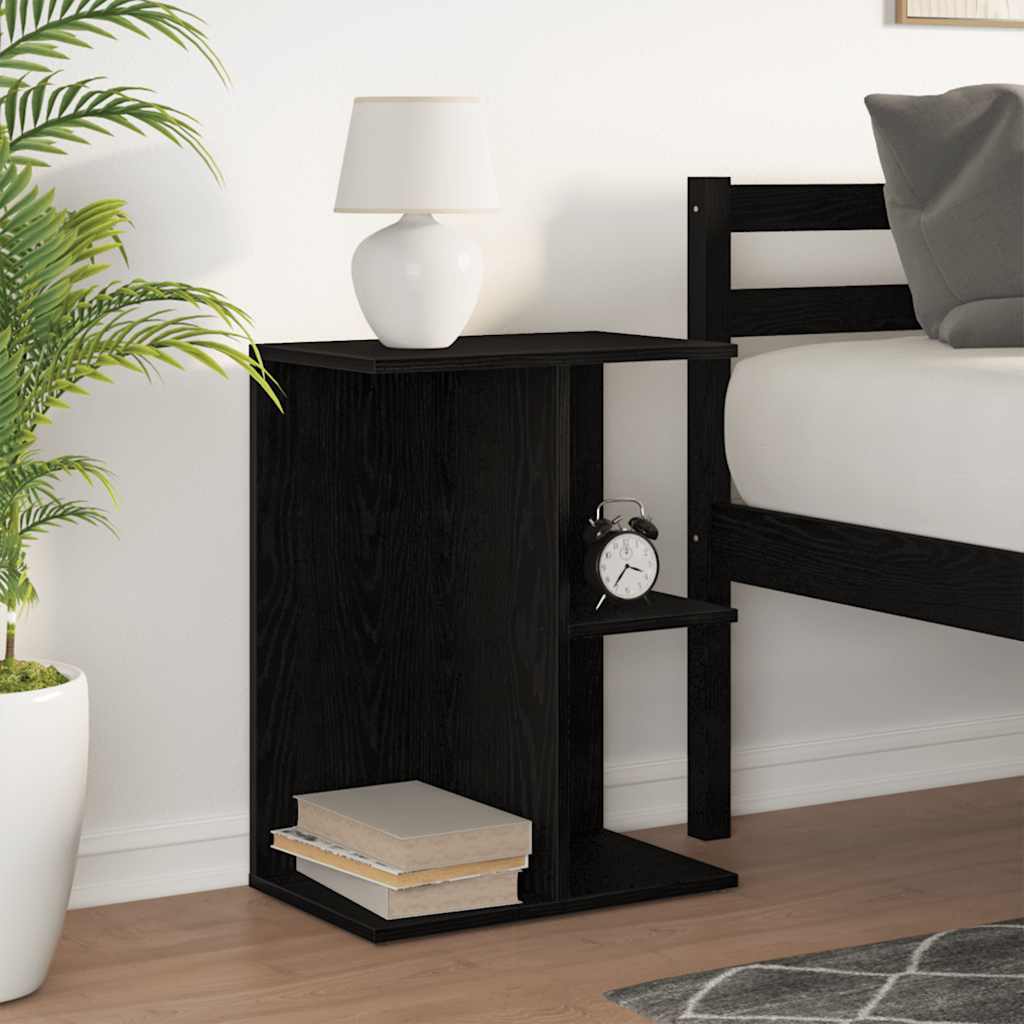 Bedside Table Black Oak 46.5x29x61 cm Engineered Wood