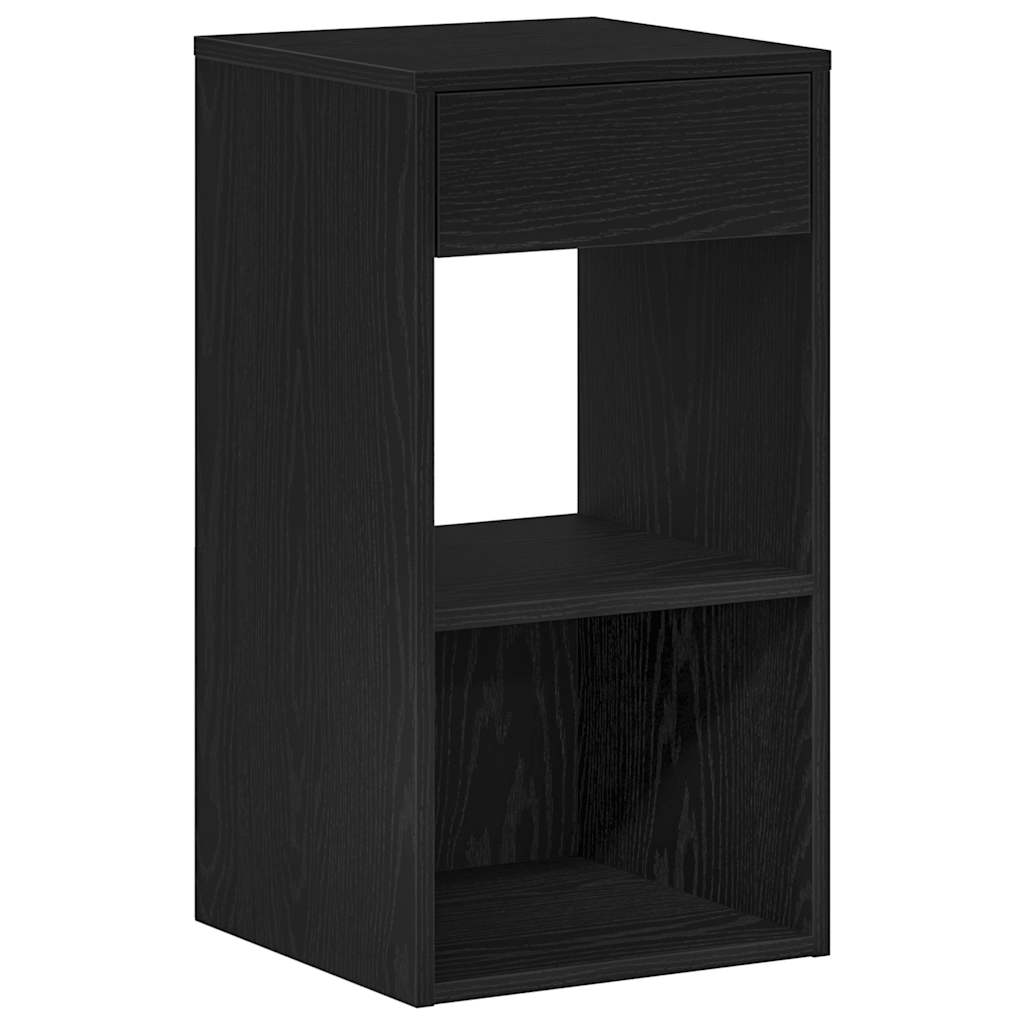 Bedside Cabinet with Drawer Black Oak 35x34x66.5 cm