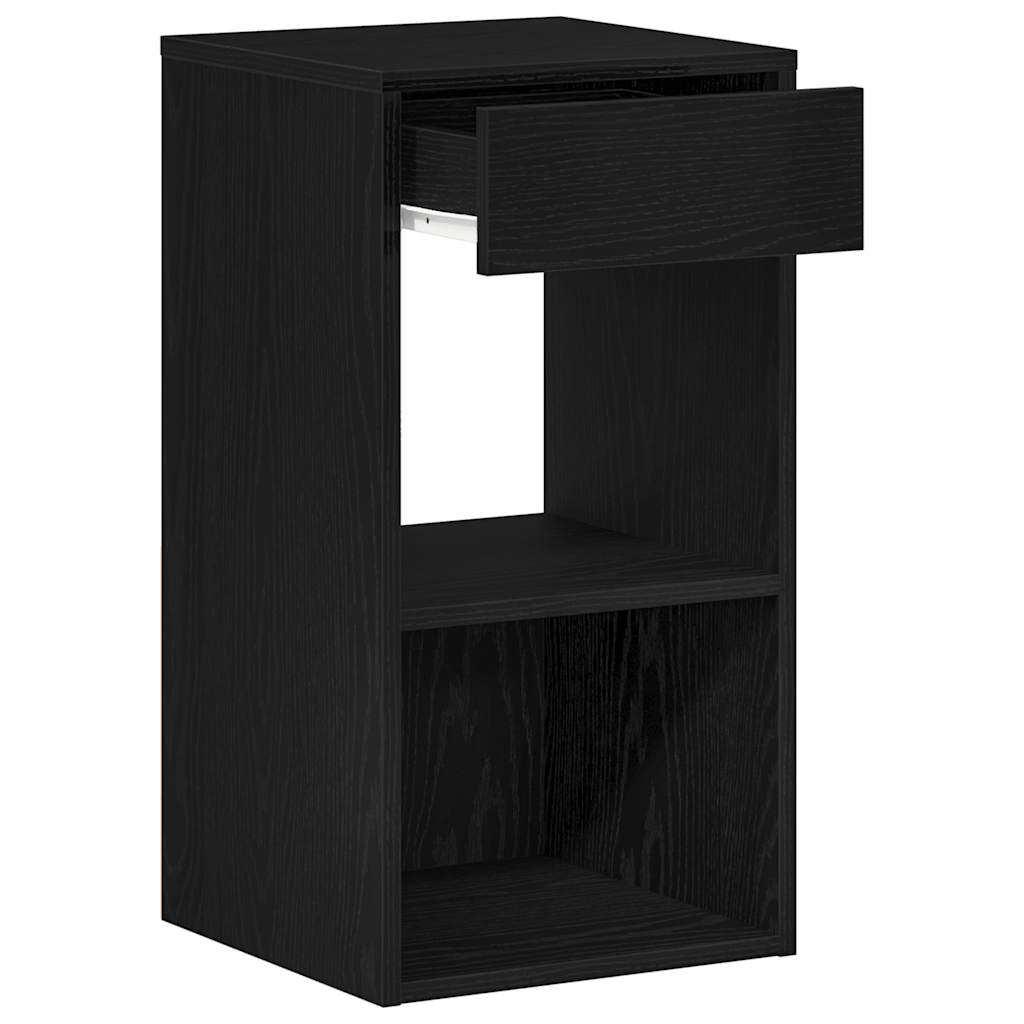 Bedside Cabinet with Drawer Black Oak 35x34x66.5 cm