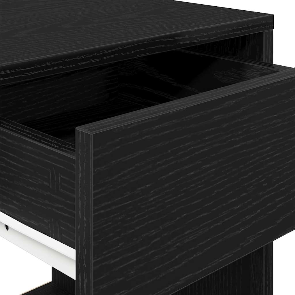 Bedside Cabinet with Drawer Black Oak 35x34x66.5 cm