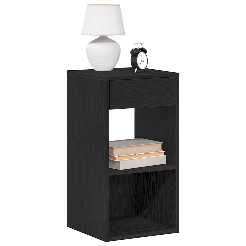 Bedside Cabinet with Drawer Black Oak 35x34x66.5 cm