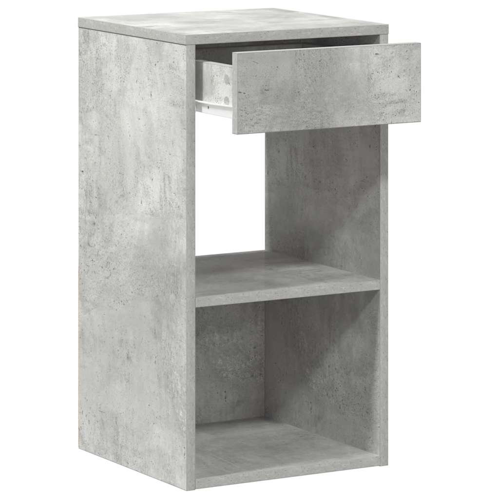 Bedside Cabinet with Drawer Concrete Grey 35x34x66.5 cm