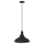Pendant Lamp Height Adjustable E27 Gloss Black Ø 31 cm Metal