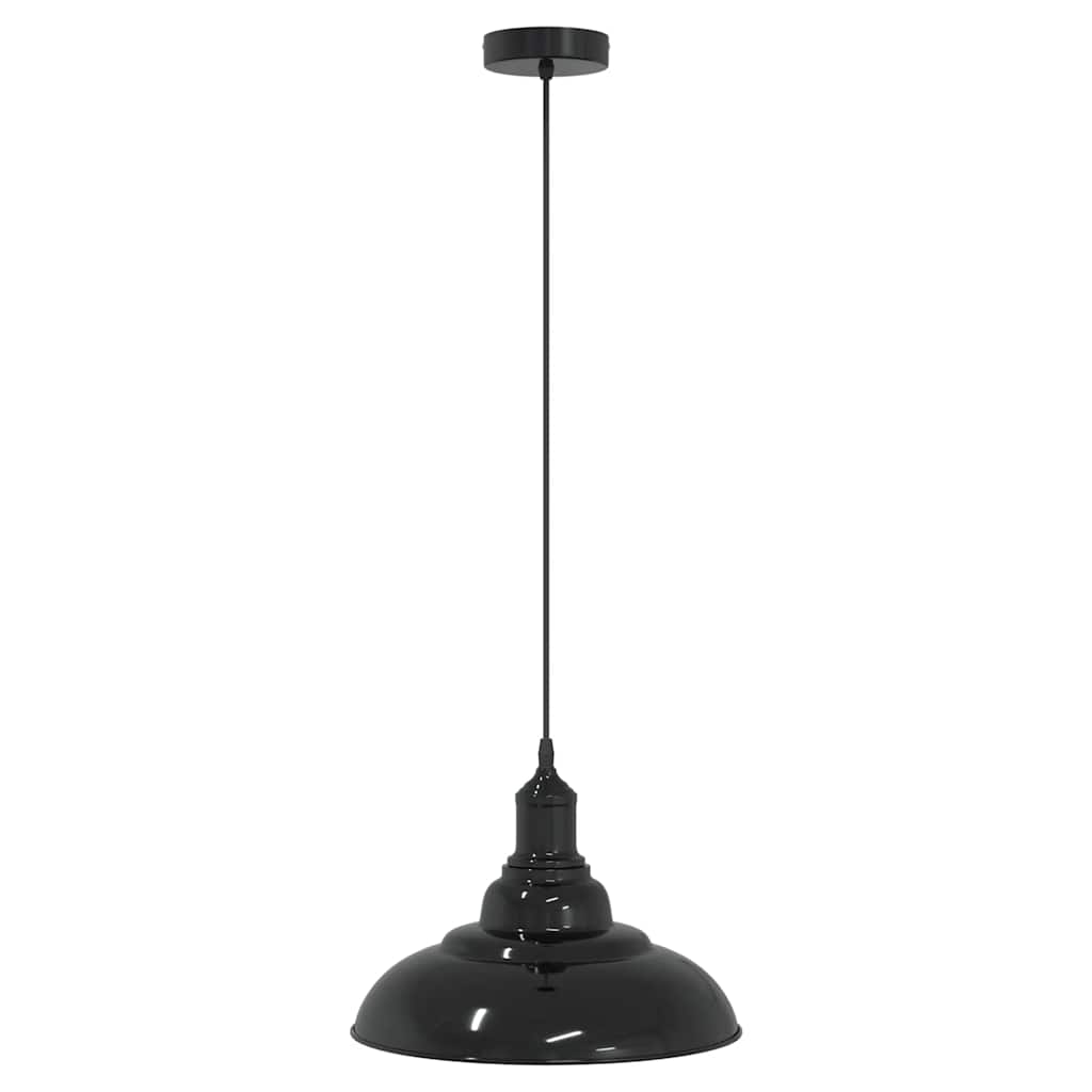 Pendant Lamp Height Adjustable E27 Gloss Black Ø 31 cm Metal