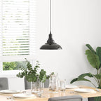 Pendant Lamp Height Adjustable E27 Gloss Black Ø 31 cm Metal
