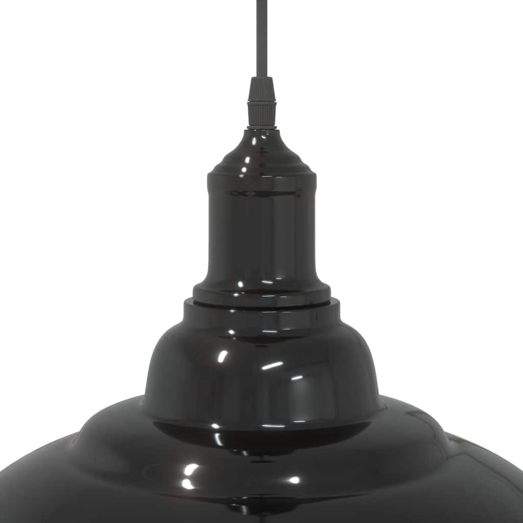 Pendant Lamp Height Adjustable E27 Gloss Black Ø 31 cm Metal