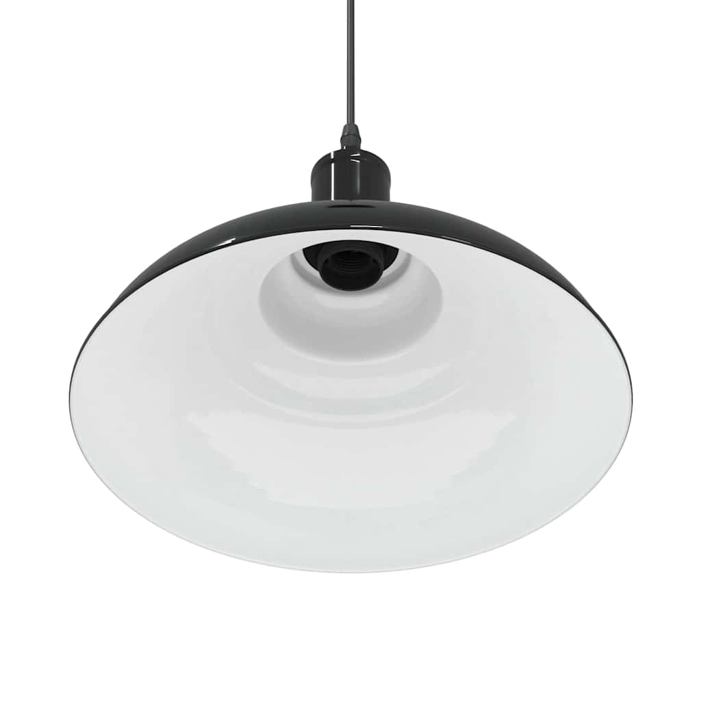 Pendant Lamp Height Adjustable E27 Gloss Black Ø 31 cm Metal