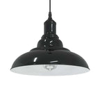 Pendant Lamp Height Adjustable E27 Gloss Black Ø 31 cm Metal