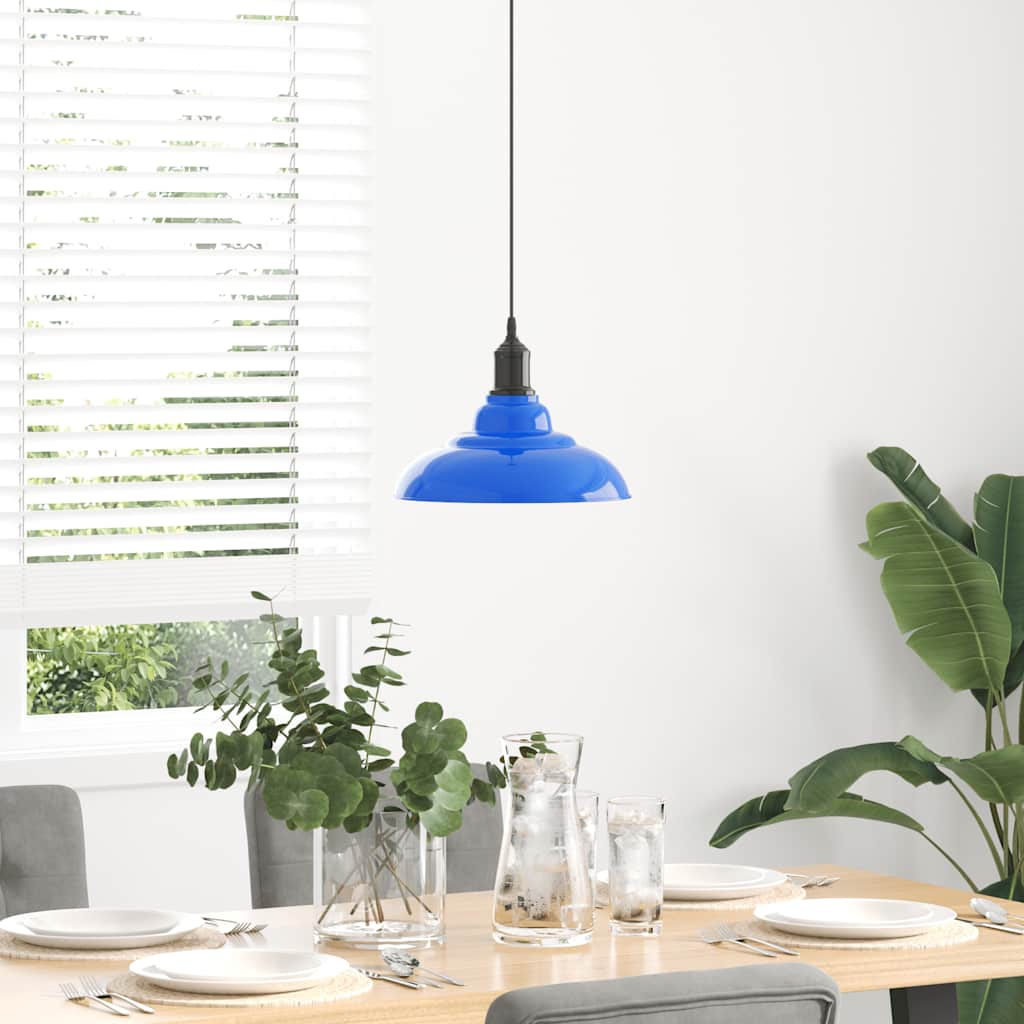 Pendant Lamp Height Adjustable E27 Gloss Dark Blue Ø 31 cm Metal