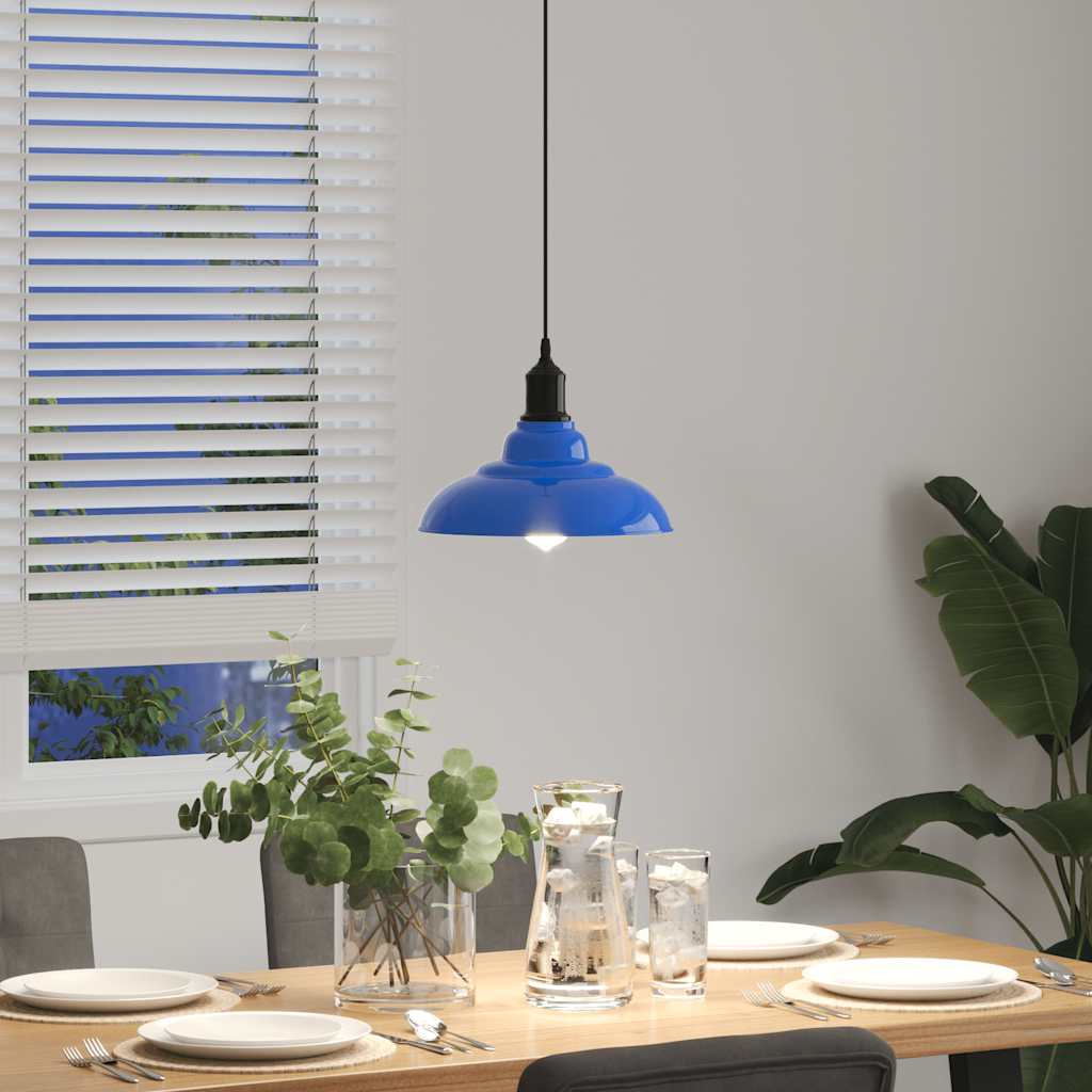 Pendant Lamp Height Adjustable E27 Gloss Dark Blue Ø 31 cm Metal