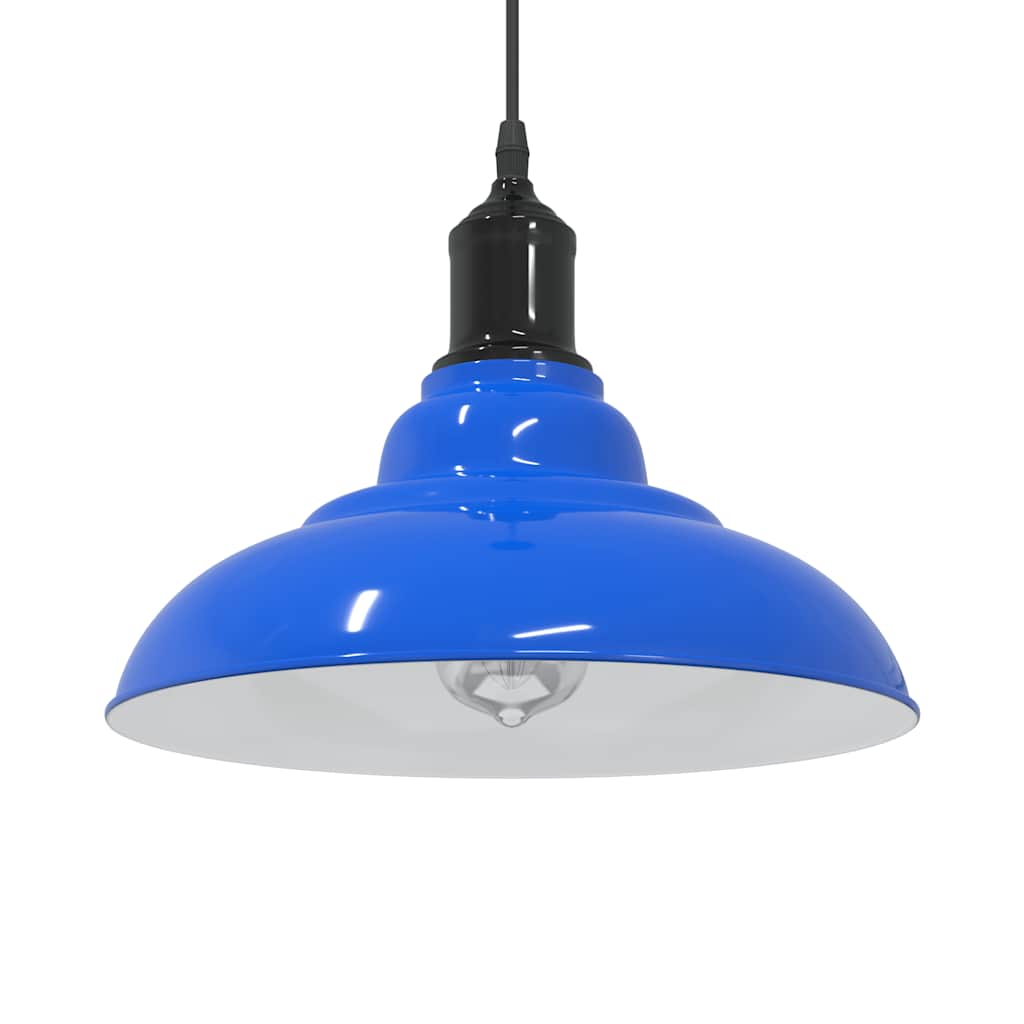 Pendant Lamp Height Adjustable E27 Gloss Dark Blue Ø 31 cm Metal