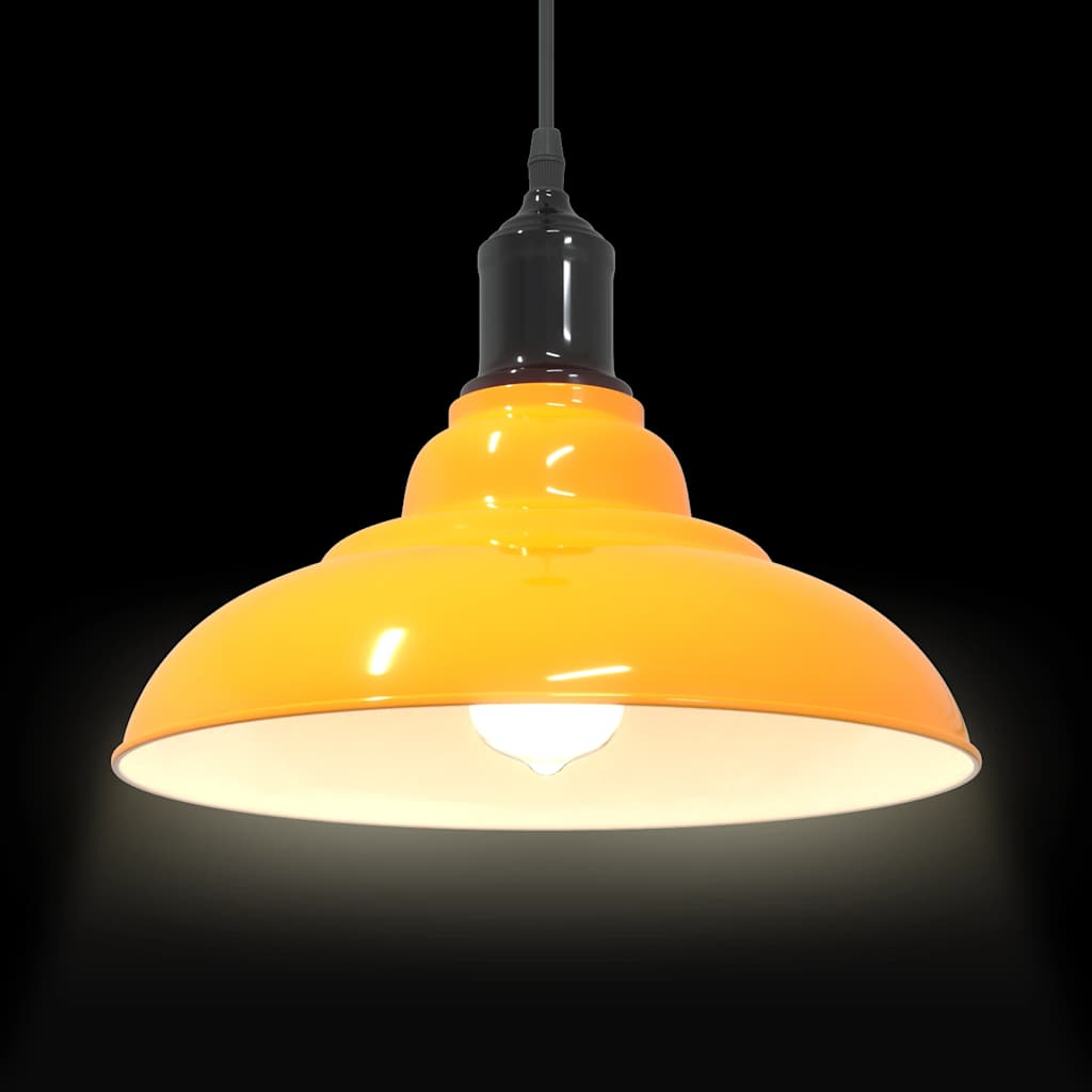 Pendant Lamp Height Adjustable E27 Gloss Yellow Ø 31 cm Metal