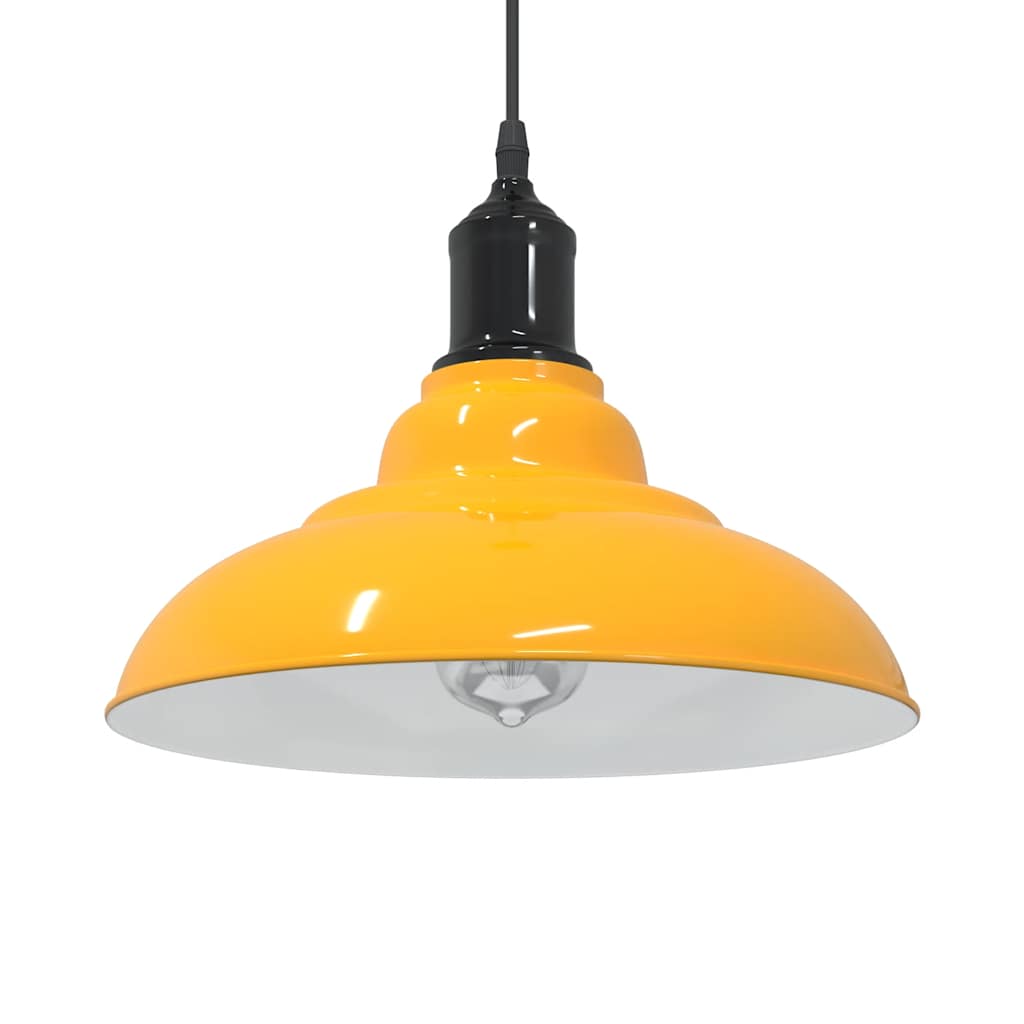 Pendant Lamp Height Adjustable E27 Gloss Yellow Ø 31 cm Metal