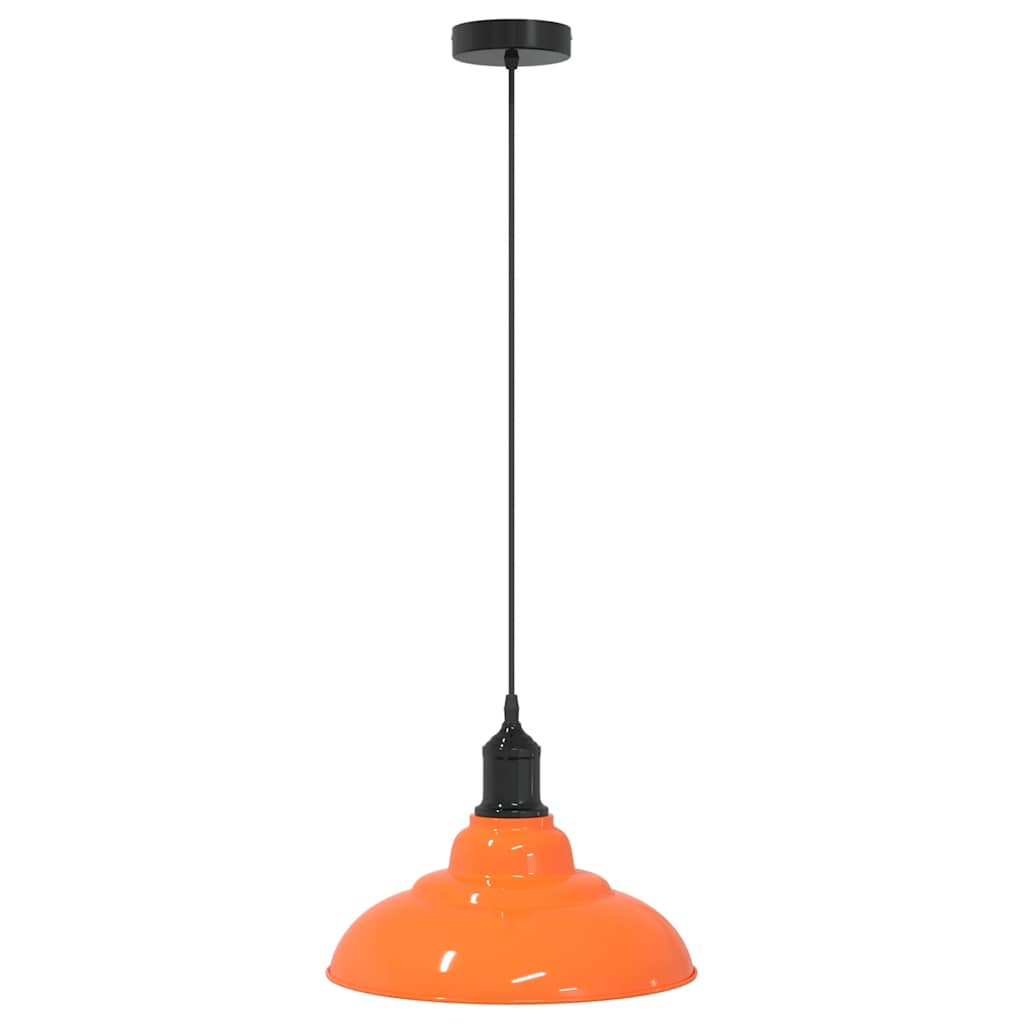 Pendant Lamp Height Adjustable E27 Gloss Orange Ø 31 cm Metal
