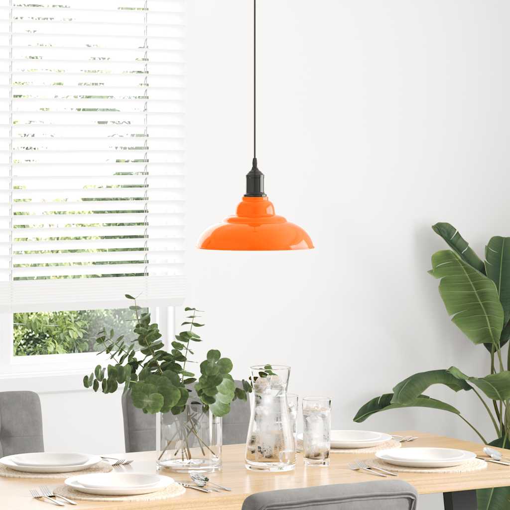 Pendant Lamp Height Adjustable E27 Gloss Orange Ø 31 cm Metal