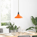 Pendant Lamp Height Adjustable E27 Gloss Orange Ø 31 cm Metal