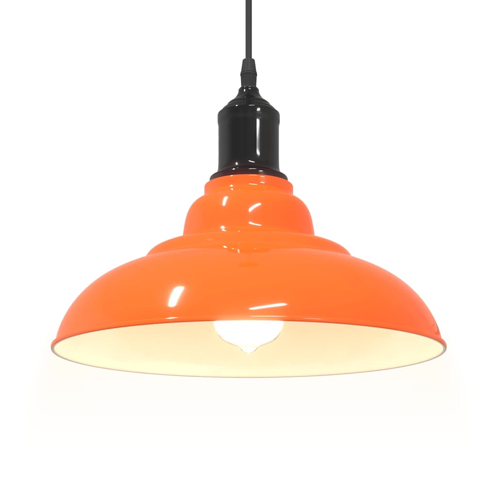 Pendant Lamp Height Adjustable E27 Gloss Orange Ø 31 cm Metal