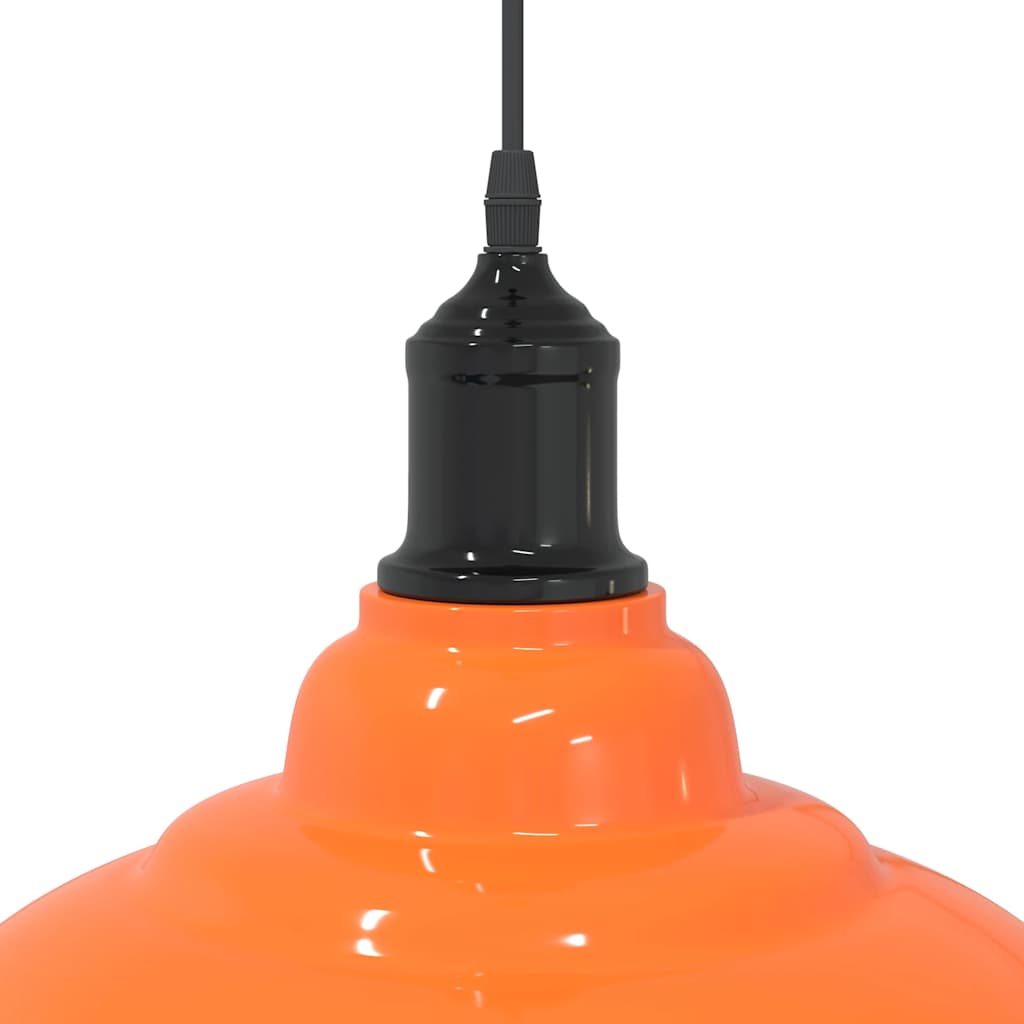 Pendant Lamp Height Adjustable E27 Gloss Orange Ø 31 cm Metal