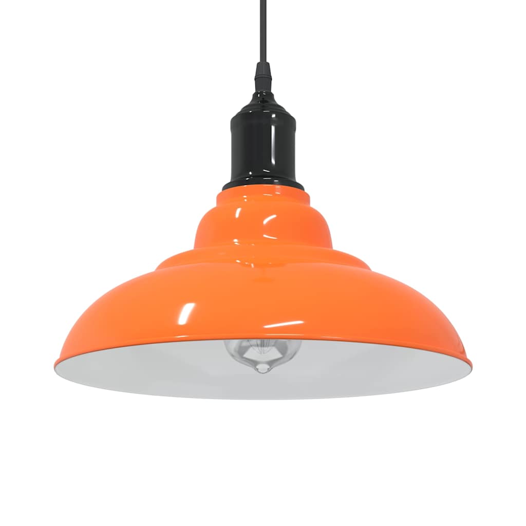 Pendant Lamp Height Adjustable E27 Gloss Orange Ø 31 cm Metal
